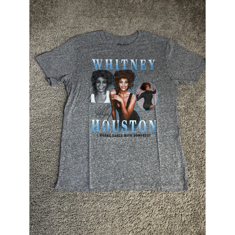 Whitney Houston Shirt Mens L Gray Graphic I Wanna Dance With Somebody Tagless